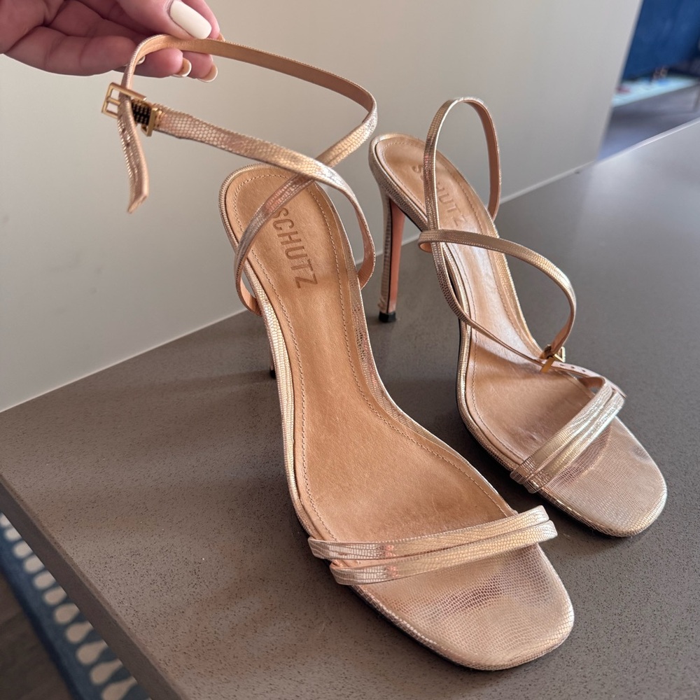 Schultz Gold Sandal Heels